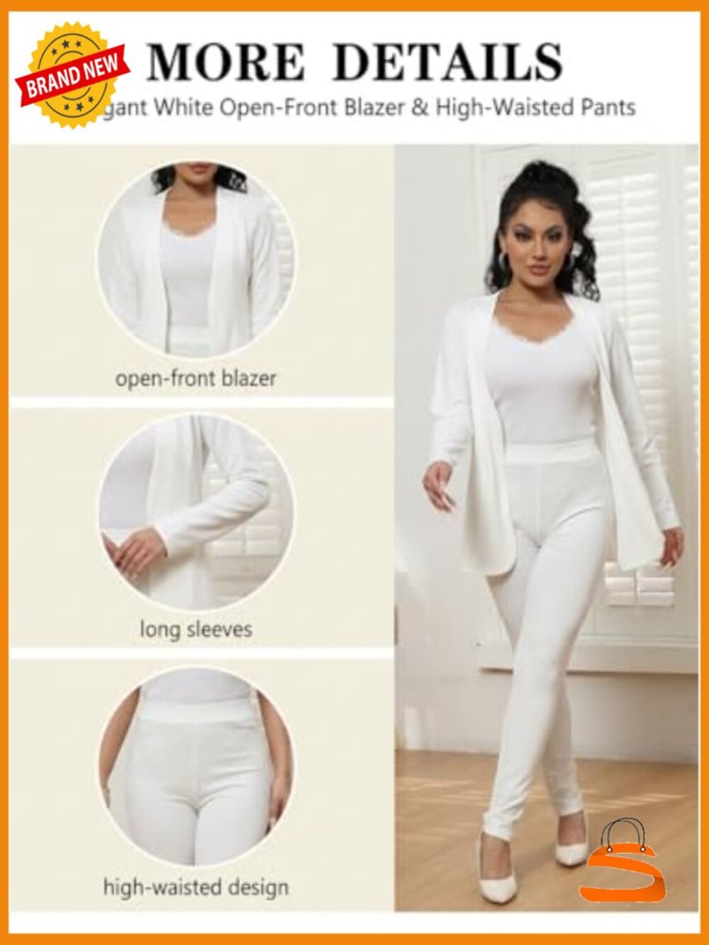 Women's 2 Piece Pant Suit Set Blazer & Pencil Pants - Picture 6 of 7